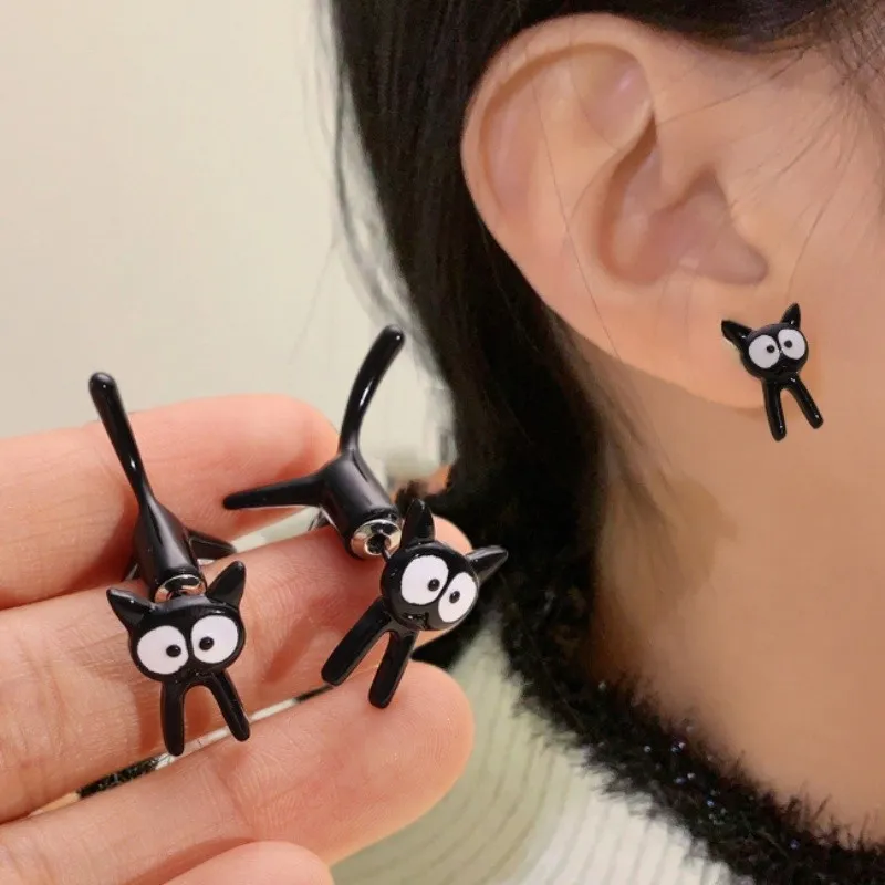 Vavhoo 2 Pairs Cute Black Cat & Bunny Earrings - Cup Cat Dangle Earrings, Animal Jewelry Gift For Women, Girls, Cat Lovers - View #2