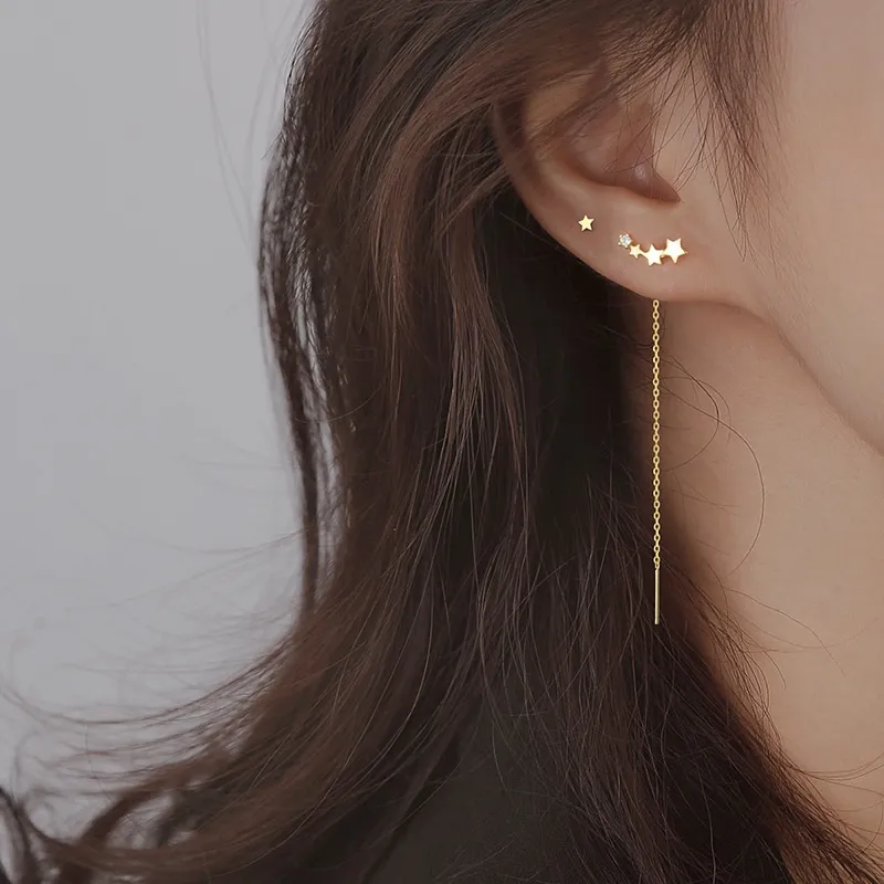 Drop Earrings Pendant Earrings Women Korean INS Long Chain Beads Piercing Ladies Bridal Party Cross Star Line Tassels Wedding Dangle Earrings Elegant Girls Sweet Daraz .bd