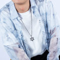Hot selling stainless steel necklace, punk style men's six pointed star pendant. 