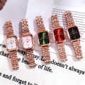 Gedi's New Korean Edition Steel Red Minimalist Casual Fashion Band Calendar Waterproof Women's Watch. 
