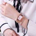 Gedi's New Korean Edition Steel Red Minimalist Casual Fashion Band Calendar Waterproof Women's Watch. 