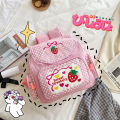 Soft and sweet lovely embroidered fruit, strawberry, lace girl, student backpack, schoolbag girl.