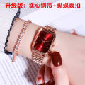 Gedi's New Korean Edition Steel Red Minimalist Casual Fashion Band Calendar Waterproof Women's Watch. 