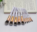 10 marble pattern brush sets, large and 5 small brushes, PU makeup bag, beauty tools. 