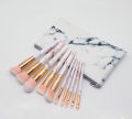 10 marble pattern brush sets, large and 5 small brushes, PU makeup bag, beauty tools. 