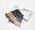 10 marble pattern brush sets, large and 5 small brushes, PU makeup bag, beauty tools. 