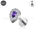 Factory direct supply F136 titanium earrings puncture jewelry inlaid stone lip nails G23 titanium alloy nose nails. 
