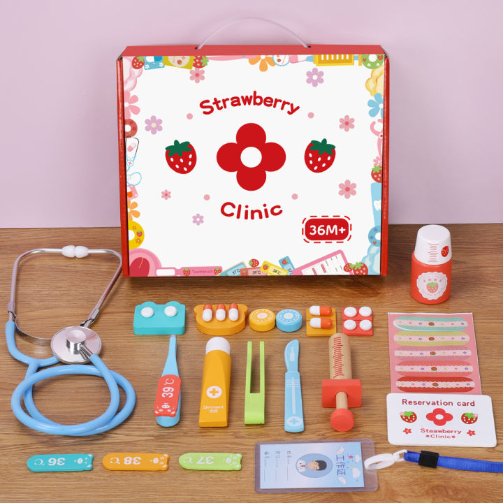 Wooden simulation little doctor toy children's playhouse girl role-playing set game
