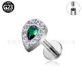 Factory direct supply F136 titanium earrings puncture jewelry inlaid stone lip nails G23 titanium alloy nose nails. 