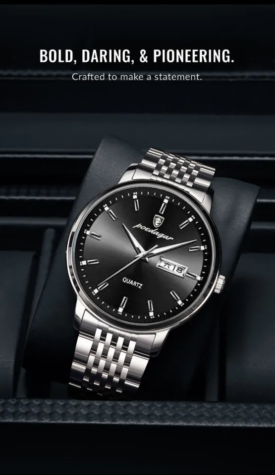 POEDAGAR High-end Quartz Watch for Men with Roman Dial, Night