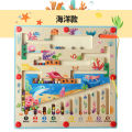 Wooden double-sided magnetic pen for 3-year-old children, color classification, bead maze tabletop game toys.