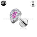 Factory direct supply F136 titanium earrings puncture jewelry inlaid stone lip nails G23 titanium alloy nose nails. 