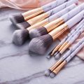 10 marble pattern brush sets, large and 5 small brushes, PU makeup bag, beauty tools. 