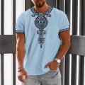 Hot selling ethnic clothing printed T-shirts, new men's short sleeves. 