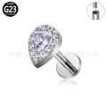Factory direct supply F136 titanium earrings puncture jewelry inlaid stone lip nails G23 titanium alloy nose nails. 