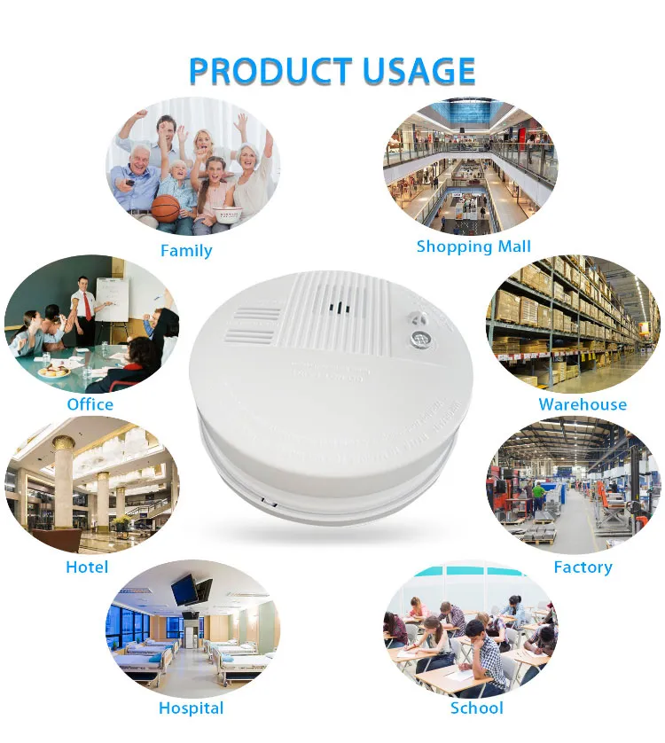 Unmanned wifi photoelectric smoke detection smoke alarm passed CE EN14604 certification built-in 10-year lithium battery