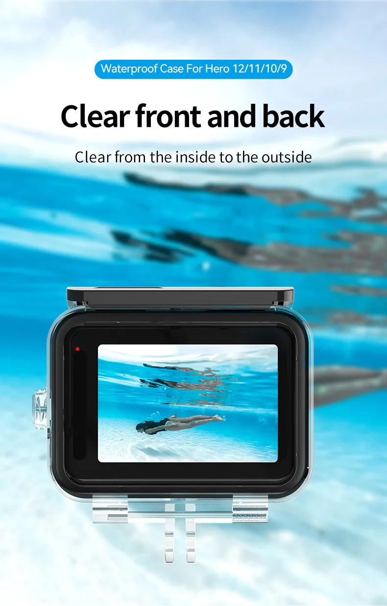 Telesin 45m Waterproof Case Underwater Protective Diving Case for Go Pro Hero12/11/10/9 Action Camera