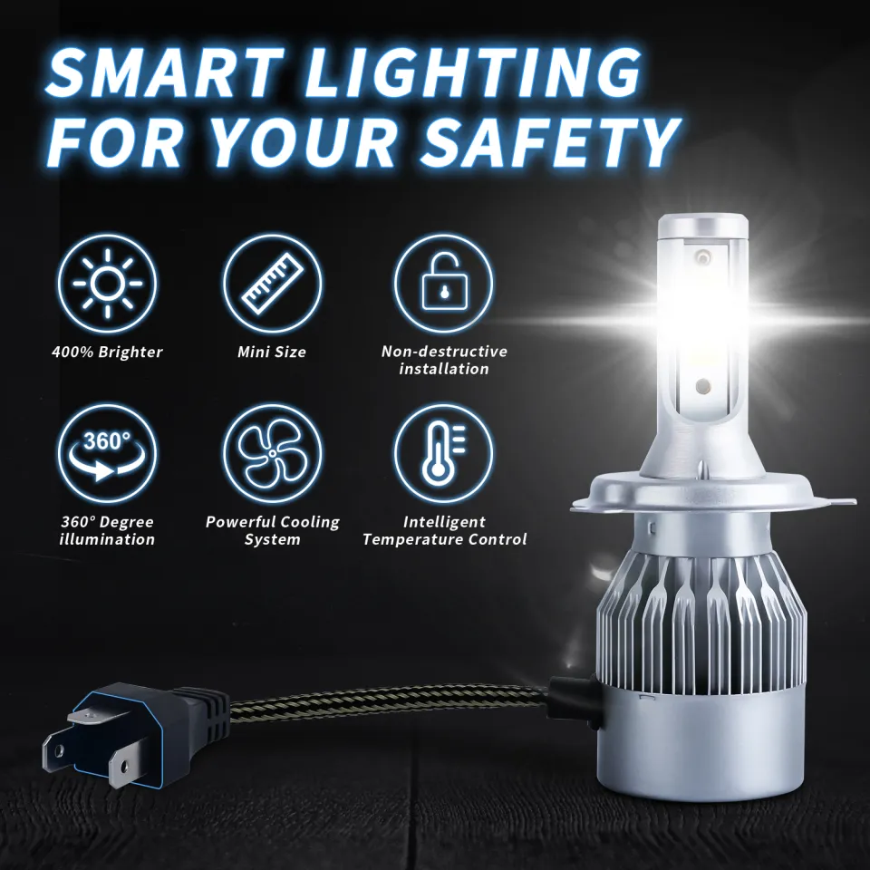 2Pcs C6 Head Light for Vehicle Sided HJG Projector Color H4 110w