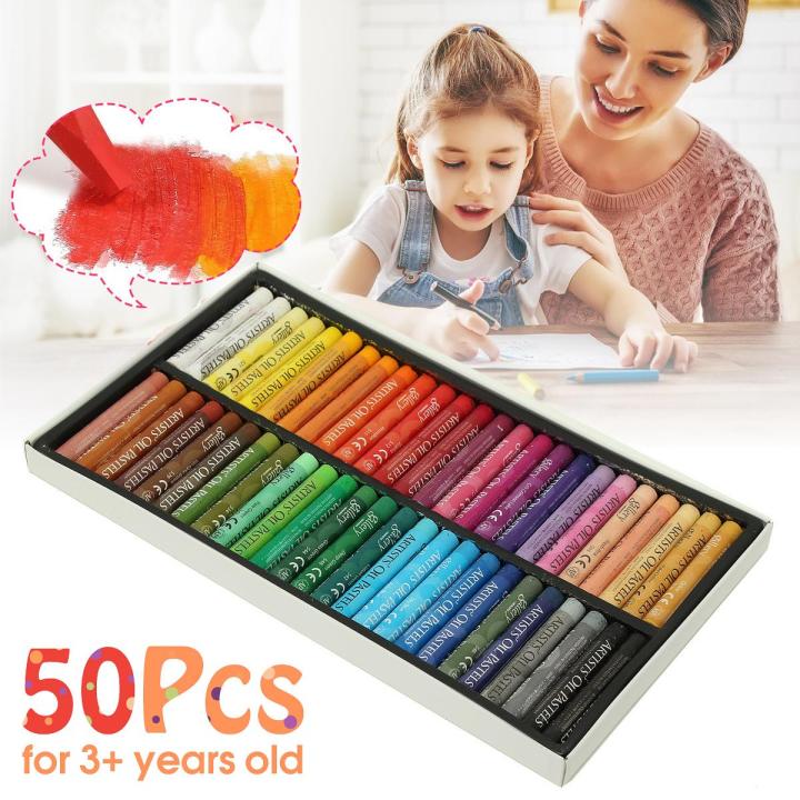 50 Colors Box Non-toxic Artists Gallery Oil Pastels Drawing Pens Drawing Paint