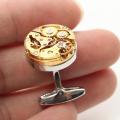 1 Pair Real Working Watch Movement Cufflinks Deluxe Steampunk Style Gold Color -. 