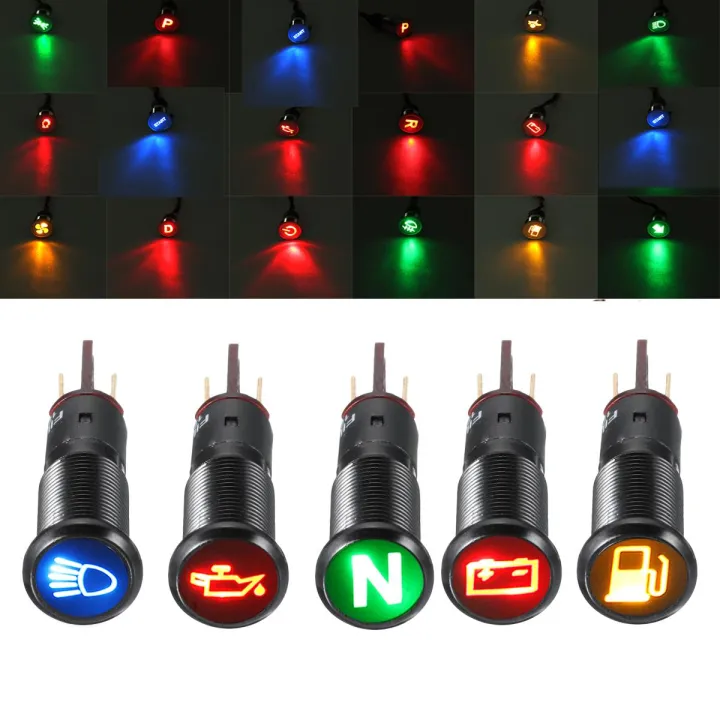 Voyant Témoin LED Métallique 12V - 16mm De Diamètre - Pour Tableau De Bord Voiture Ou Bateau