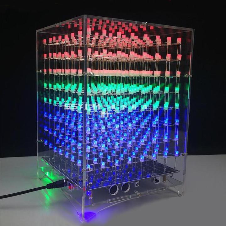 DIY 8x8x8 512 LED 3D Light Cube Kit Acrylic Case Music Spectrum For ...