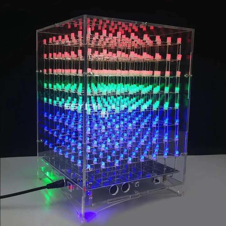 DIY 8x8x8 512 LED 3D Light Cube Kit Acrylic Case Music Spectrum For ...