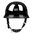 German Style Motorcycle Helmet Open Face Half  Cap Steel Hard Helmet Safety - Bright black M. 