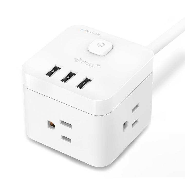 BULL Smart New Cubic Shape Surge Protector 3 AC Outlets 3 Universal ...