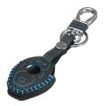 For BMW E39 E46 E53 Real Leather Hand Sewed Key Cover Case Chain FOB Shelf Kit - Blue (blue). 