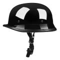 German Style Motorcycle Helmet Open Face Half  Cap Steel Hard Helmet Safety - Bright black M. 