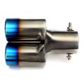 60MM Blue HOT SELL New Universal Twin Double Exhaust Muffler Pipe Tail Tips Stainless Steel -. 