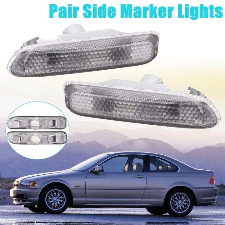 Pair Turn Indicator Side Marker Lights For BMW E46 3 Series 4Dr 98-01/2Dr 99-03 (Dark Grey)