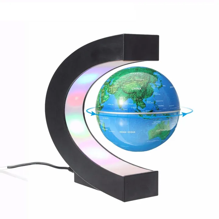 C shape LED Premium World Map Decoration Magnetic Levitation Floating ...