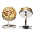 1 Pair Real Working Watch Movement Cufflinks Deluxe Steampunk Style Gold Color -. 