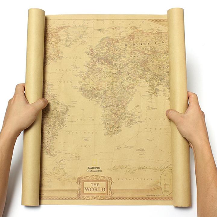 Vintage Retro World Map Antique Paper Poster Wall Chart Home Decoration ...