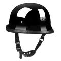 German Style Motorcycle Helmet Open Face Half  Cap Steel Hard Helmet Safety - Bright black M. 