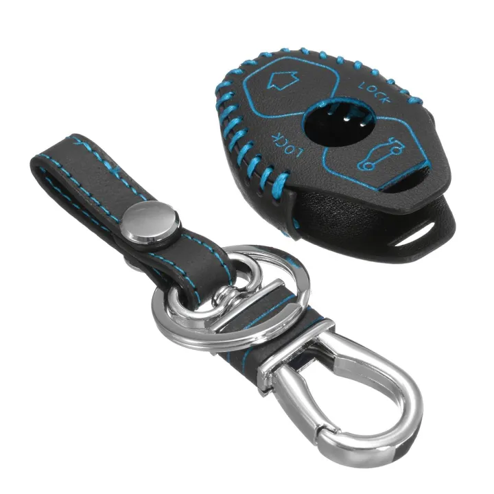 For%20BMW%20E39%20E46%20E53%20Real%20Leather%20Hand%20Sewed%20Key%20Cover%20Case%20Chain%20FOB%20Shelf%20Kit%20-%20Blue%20(blue)%20-%20Image%203