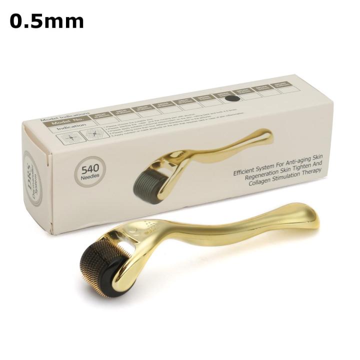 540 Needle Titanium Microneedle Derma Roller Micro Skin Therapy Golden 0.5mm - 0.5mm