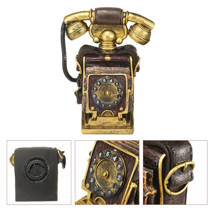 Vintage Telephone New Model Statue Antique Shabby Old Phone Figurine Home Decor-Antique White