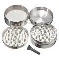 4 Layers Mini Metal  Crusher Hand Muller Smoke Herbal Herb Grinder Gift - silvery. 