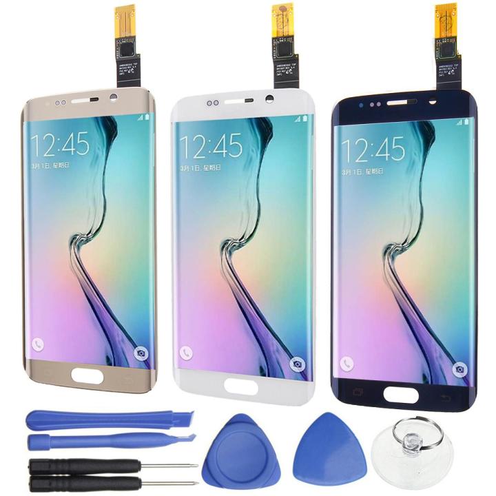 For Samsung Mobile Galaxy S6 edge Replace TP Touch Screen Digitizer Display Glass Lens White - white