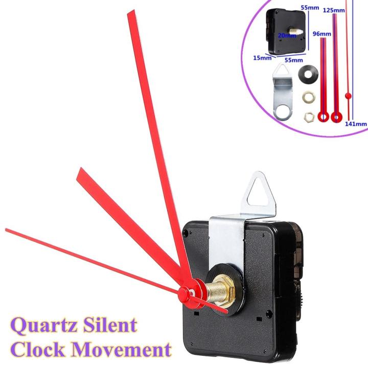 2 Type Quartz Silent Clock Movement Mechanism Module Kit Hour Minute Second Hand - Red (red)