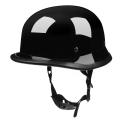 German Style Motorcycle Helmet Open Face Half  Cap Steel Hard Helmet Safety - Bright black M. 