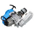 49CC MINI DIRT BIKE ENGINE WITH TRANSFER BOX YELLOW PULL START MINI MOTO GOLD BLUE - Blue. 