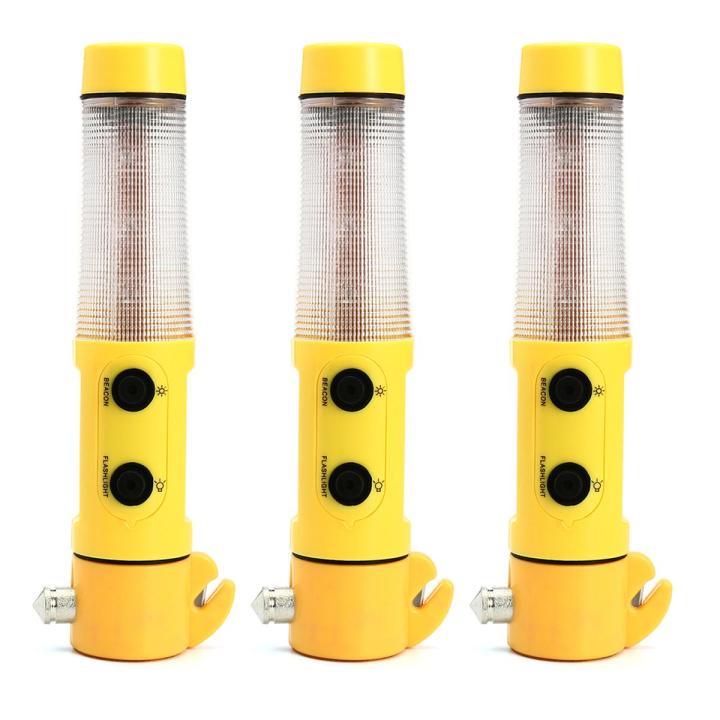 LED Torch New Road Flare Flashing Emergency Signal Warning Light Beacon Magnetic x3 -