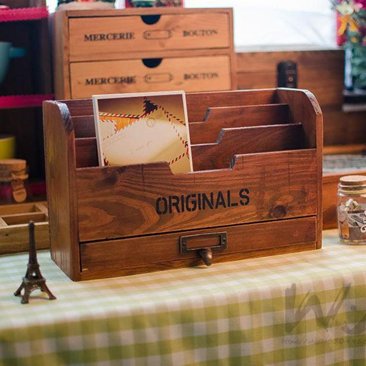 Food Letter Rack Solid Wood HOT SELL Letter Rack Vintage Drawer Stationery Holder ...