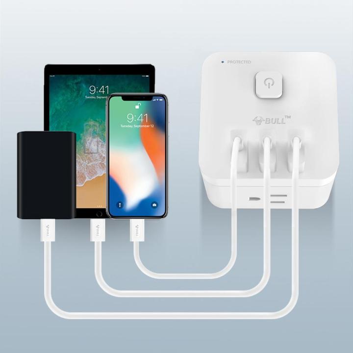 BULL Smart Cubic Shape Surge Protector 3 AC Outlets 3 Universal Serial ...