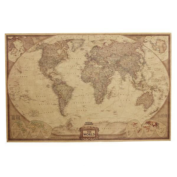 Vintage Retro Best-selling World Map Antique Paper Poster Wall Chart ...