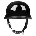 German Style Motorcycle Helmet Open Face Half  Cap Steel Hard Helmet Safety - Bright black M. 